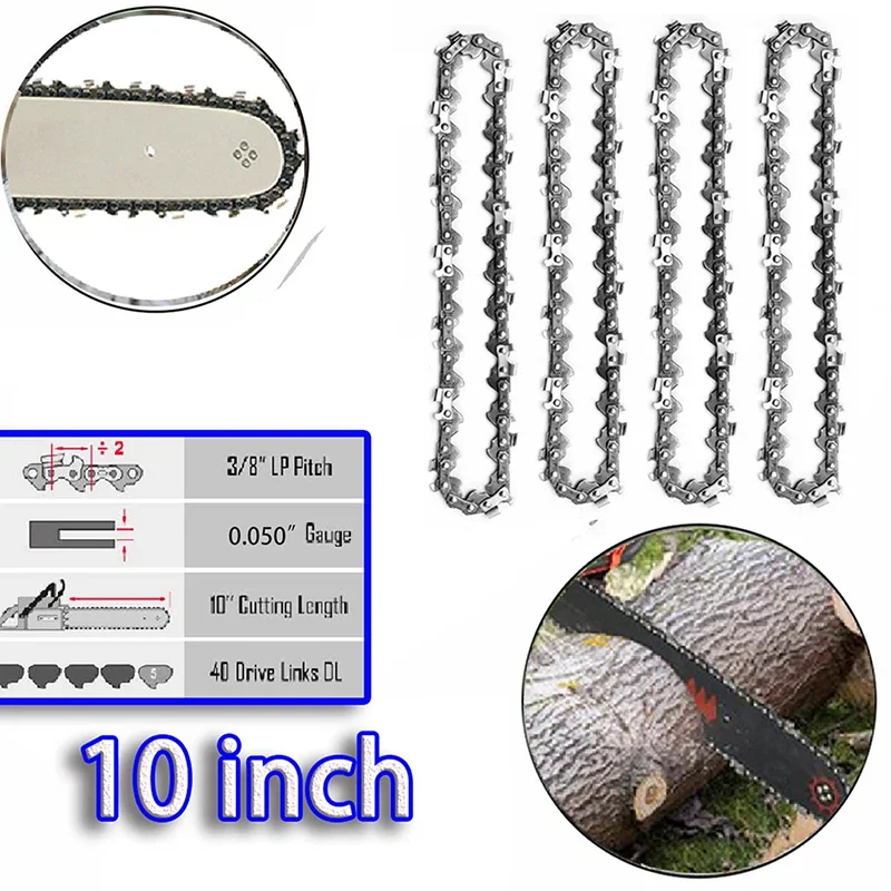 1/2/3/4pcs 10 Inch Chain Saw 40DL 20Cutter 3/8"LP .050"Gauge Pole Saw Semi chisel Hardening Alloy Durable Woodwork Chromeplate images - 6