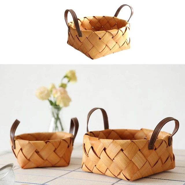 Hand Woven Wood Basket Vegetable Fruit Home Daily Necessities Easter  Storage Basket New