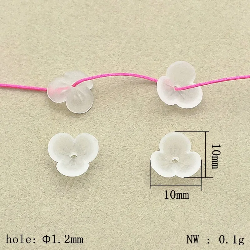 새로운 도착 목걸이 귀걸이 DIY 부품, 보석 연구 결과 및 구성 요소에 대한 10x10mm 3800pcs 투명 서리로 덥은 꽃 아크릴 비즈