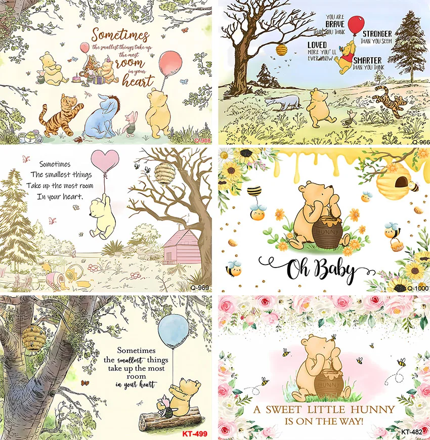 CartoonWinnieThePoohPhotographyBackdropsBoysBabyShower1st