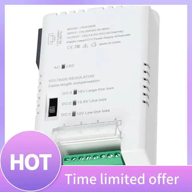 ABFN-CCTV Camera Power Supply Distribution Power Supply 90V-264VAC Input To 12V-13.8-15VDC Output 1
