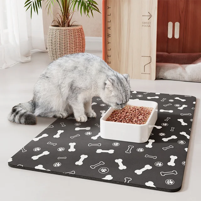 Water Bowl Mat Dog Feeding Absorbent Microfiber Dogs Food Anti