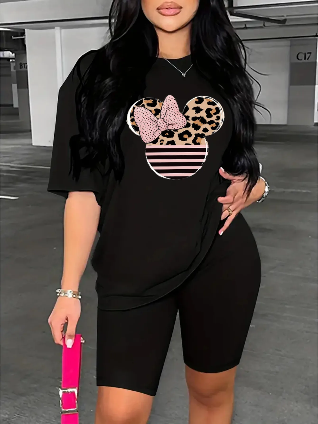 

Женские повседневные спортивные футболки с коротким рукавом и мультяшным принтом, Свободный Топ для тренировок для девочек