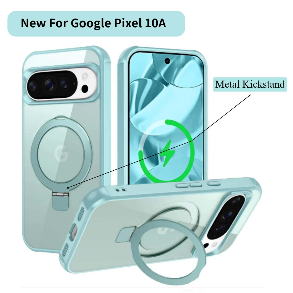 Heavy Duty Clear Magnetic Metal Stand Case with Magsafe-Compatible Drop Protection