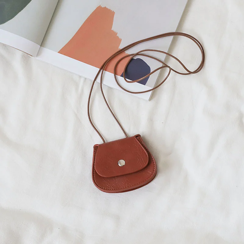 Brown High-quality Mini Earphones Bag For Women Texture Hanging Neck Style Vintage Crossbody Saddle Ladies Small Purse  Bag