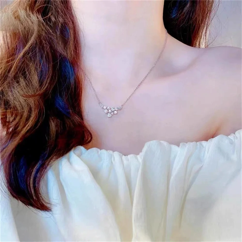 Female Charm Crystal White Blue Moon Stone Heart Pendant Necklace Vintage Silver Color Wedding Jewelry For Women