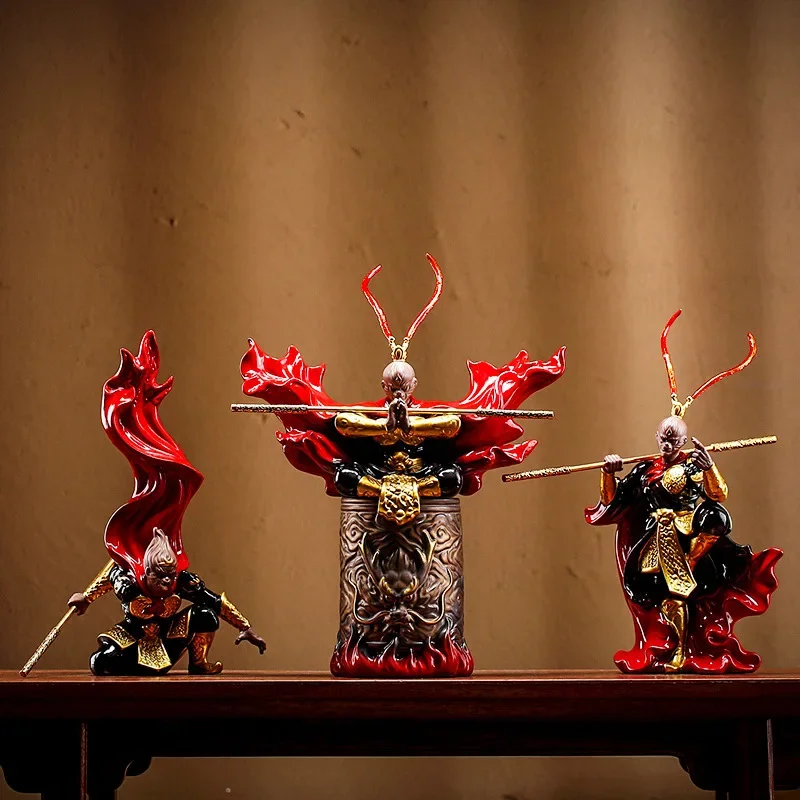 Handmade Ceramics The Great Sage of Heaven Monkey King Fighting Buddha Handicraft Decoration Office Desktop Decoration