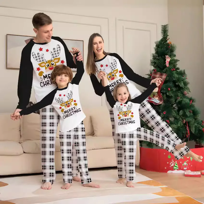thumbnail image 2 of Conjuntos familiares a juego para Navidad, pijamas de 2 piezas para mamá, papá e hijos, mamelucos para bebé, ropa de dormir informal y holgada, pijamas de aspecto familiar para Navidad, 2 of 5