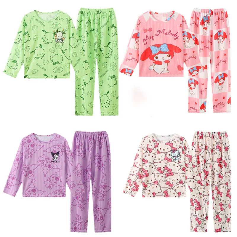 

New Kawaii Sanrio Pochacco Kids Pajamas Cute Kuromi Cinnamoroll Melody Anime Cartoon Boys Girls Pajamas Autumn Kids Homewear