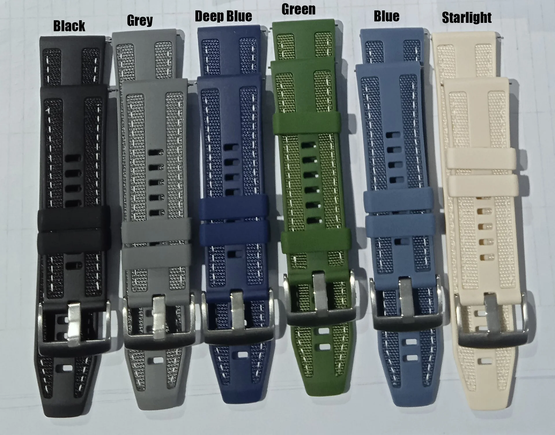 22mm Nylon & Silicone Sports Composite Watch Strap Bracelet