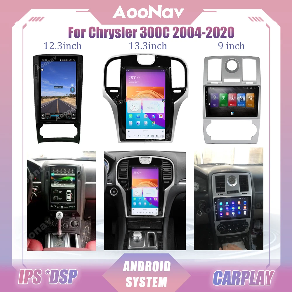 

13.6 Inch Android 12 Car Radio Head Unit For Chrysler 300C 2004-2020 Tesla Auto Stereo DSP Multimedia GPS Navigation Carplay