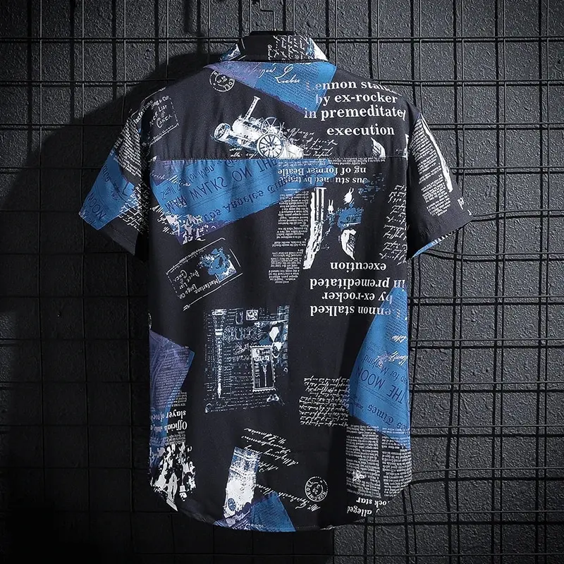 Men' Short sleeve Print Shirts Thin Beach...