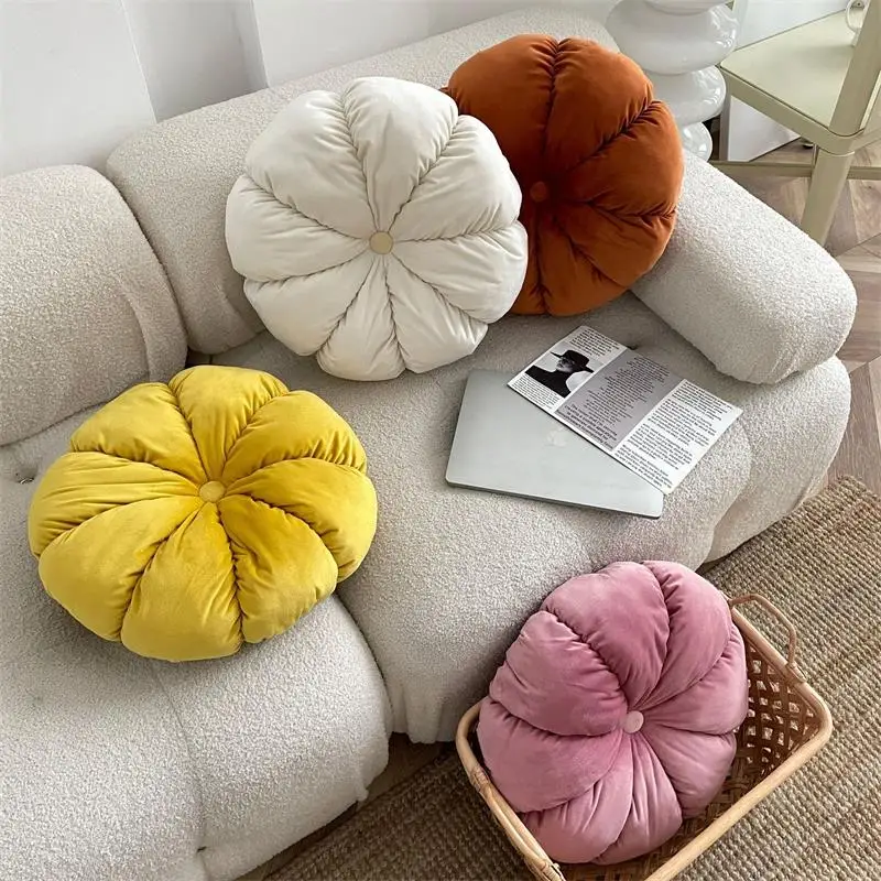 

Nordic Style Dutch Velvet Pumpkin Cushion Hand Folded Sofa Cushion Office Chair Seat Cushion Bay Window Pillow Home Decoration