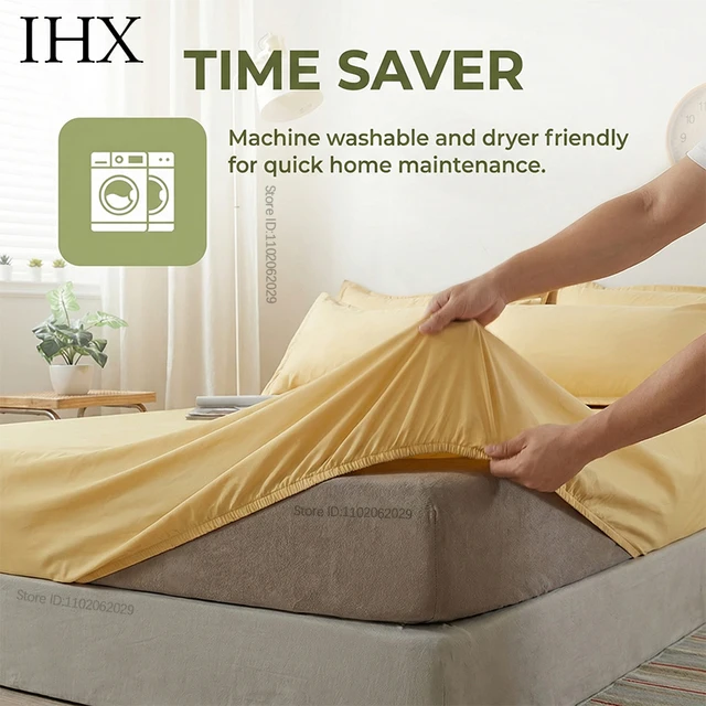 Drap-housse en coton IHX avec bande élastique, protège-matelas pour lit simple, double, king, queen, 140/150/160/180/200, taille personnalisée 1