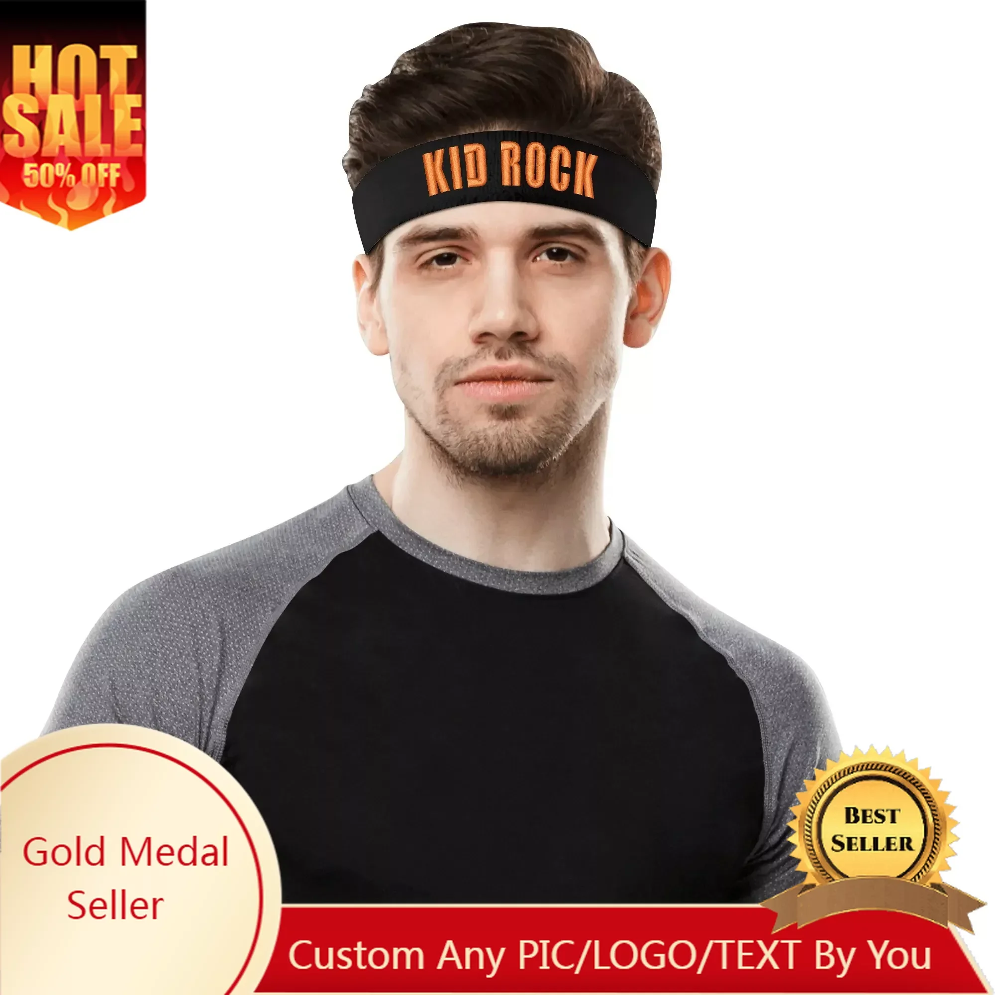 

Kid Rock Pop Embroidered Sports Headband Mens Womens Sweatband Bandana Fitness Sweat Absorb Band DIY Name & Team Name & Colors
