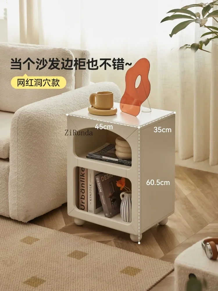 *Solid Wood Children's Bedside Table, Bedroom White Cream Wind Creative Bedside Storage Locker