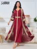 Luxurious Gilding 2-pieces Evening Dress Red Muslim Dubai Robe Elegant Formal Banquet Prom Customized Women Caftan Beaded Dress