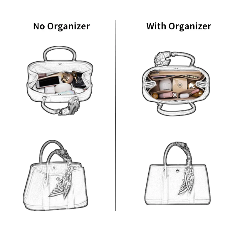 Purse Organizer Insert EverToner Felt Insert Bag For H Garden Party 30 36 Inner Storage Bag Female Purse Organizer Insert With Zip Felt Cosmetic Linner