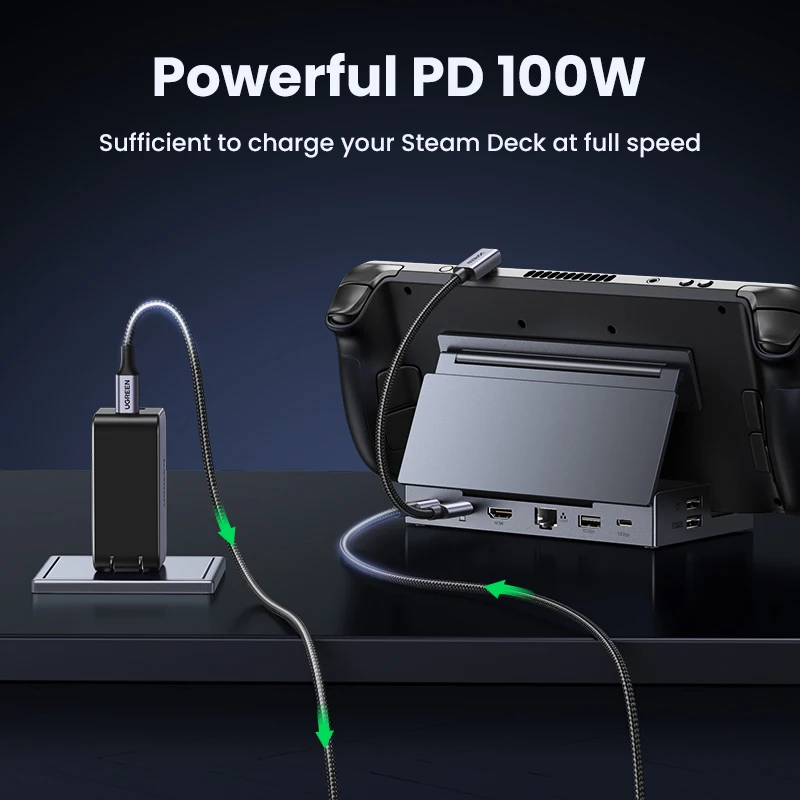 UGREEN Паровая док-станция 4K60Hz 9 портов RJ45 PD100W USB C HUB совместимая с паровым палубом ROG Ally LEGION Go iPhone 15 Pro/Pro Max