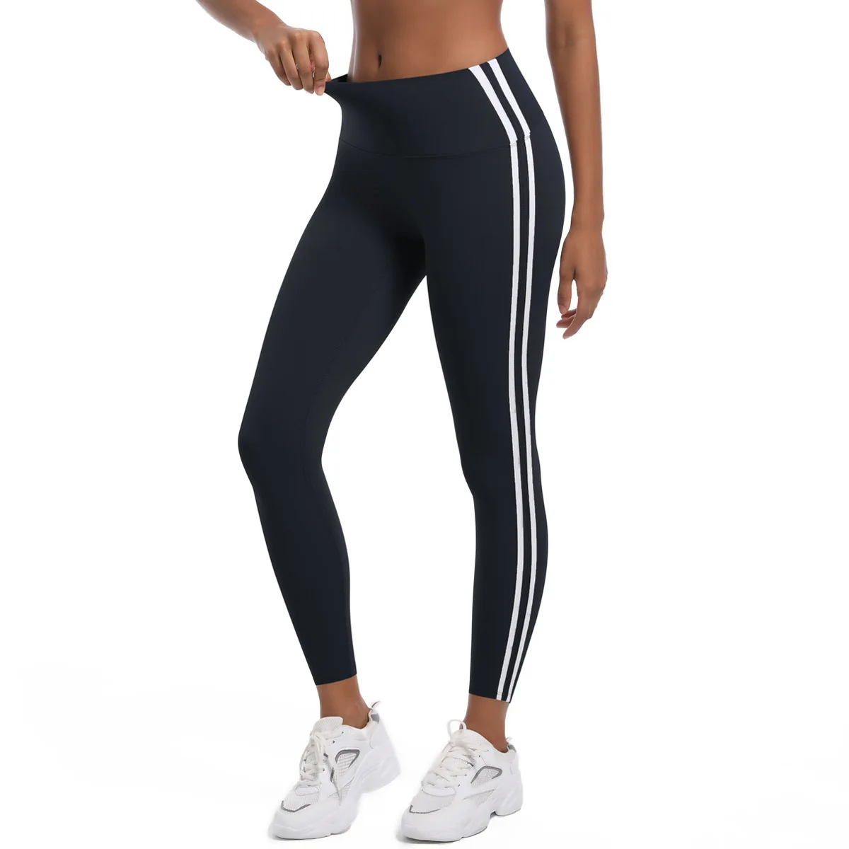 Yoga Leggings Striped Slim Sports Pants High Waist Hip Liftting Casul Tights Workout Running Stretchy Gym Legging Women Clothes