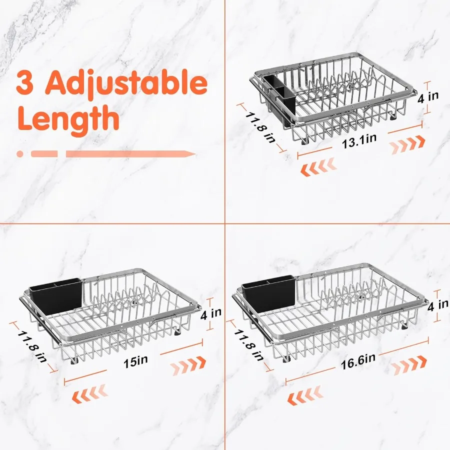 Dish Drying Rack in Sink Expandable 13.116.6 D Stainless Steel Dish Drainers for Kitchen Sink Retractable Over Sink Dish Rack D