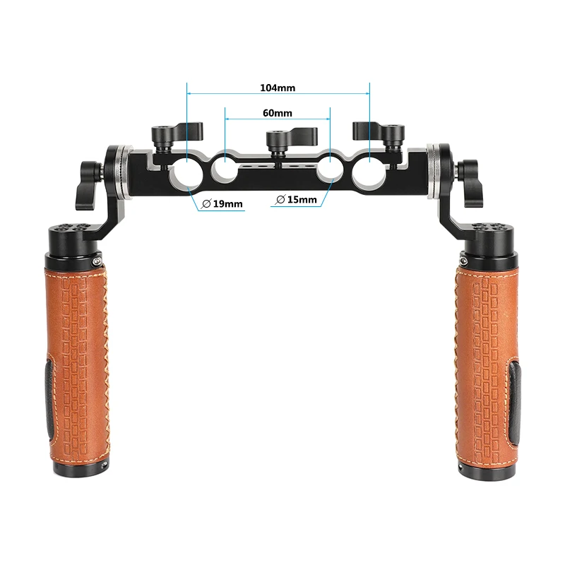 Leather ARRI Rosette Handle Kit With 15mm & 19mm Dual-port Rod Clamp For DSLR Ca