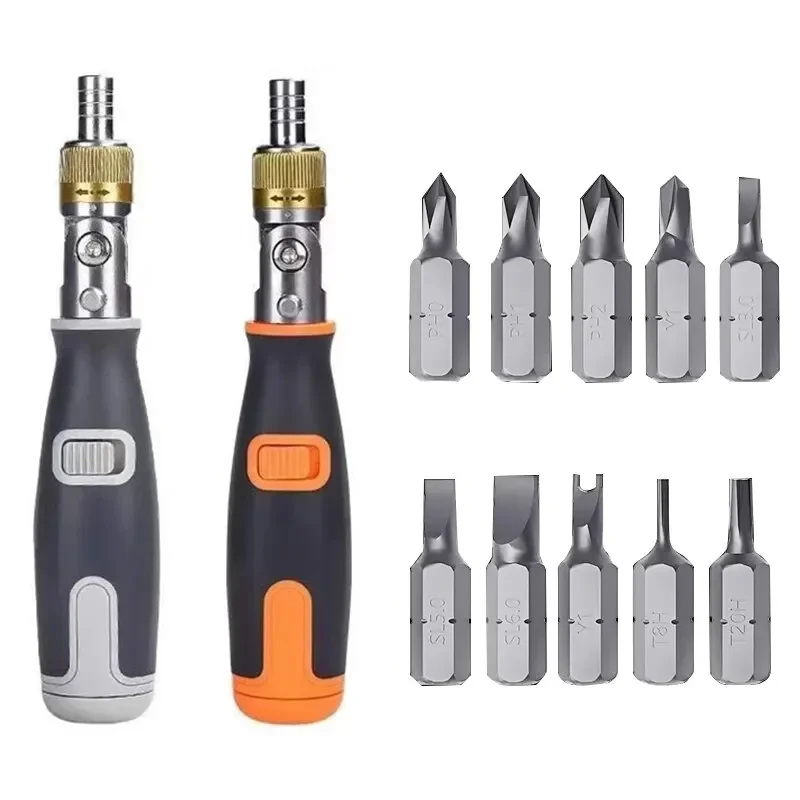 10 In 1 Portable Ratchet Screwdriver Multifunctional Hidden Screwdriver Head Corner Capable Multi Angle Screwdriver Set