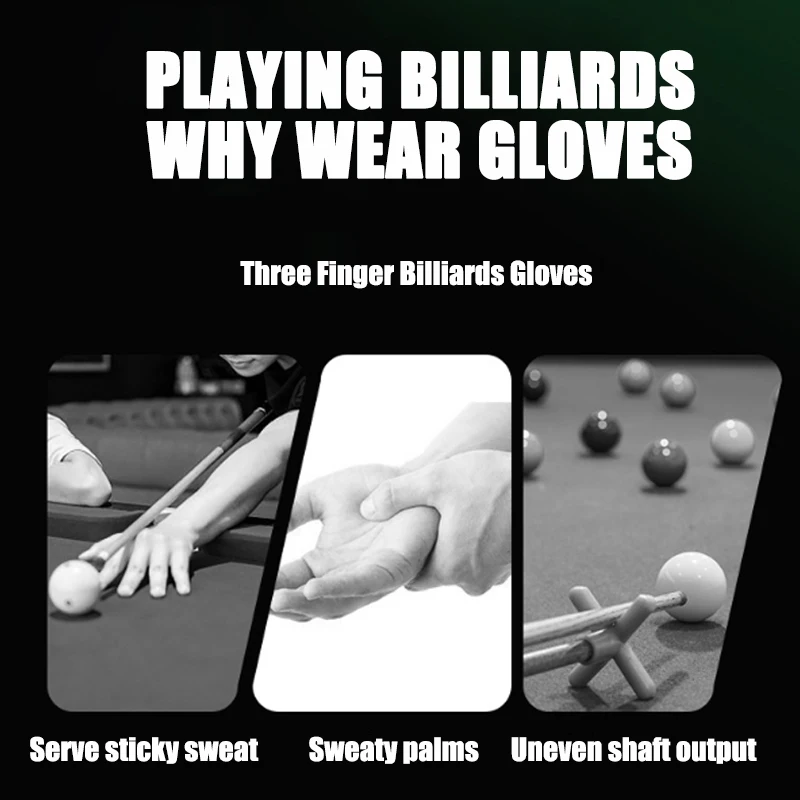 Billiard Gloves Billiards Glove Snooker Non Slip Three Finger Sport Gloves High-Elastic Breathable Portable Gloves Billiard Training Accessories