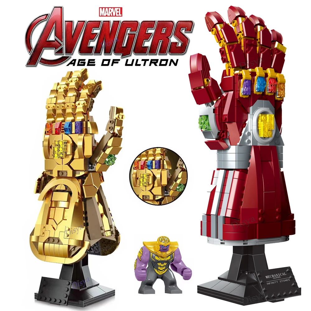 Disney Iron Man Infinity Glove Gauntlet Marvels Thanos Avengers Ironman Heroes Arma Groot Toy Building Block Brick Gift