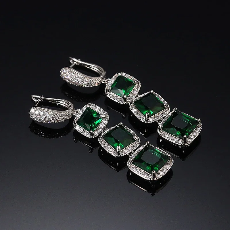 Huitan Tropfenohrringe mit glänzendem Prinzessinnen-Zirkonia für Damen, eleganter Stil für Hochzeit, Party, Jahrestag, Geschenk, Accessoires – Detail 19