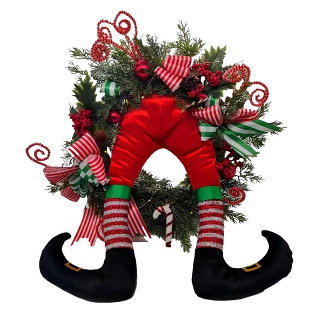 Christmas Wreath 50cm 19.6inch Christmas Thief Front Door Decor Christmas  Elf Legs Hanging Ornaments Party Supplies For - AliExpress