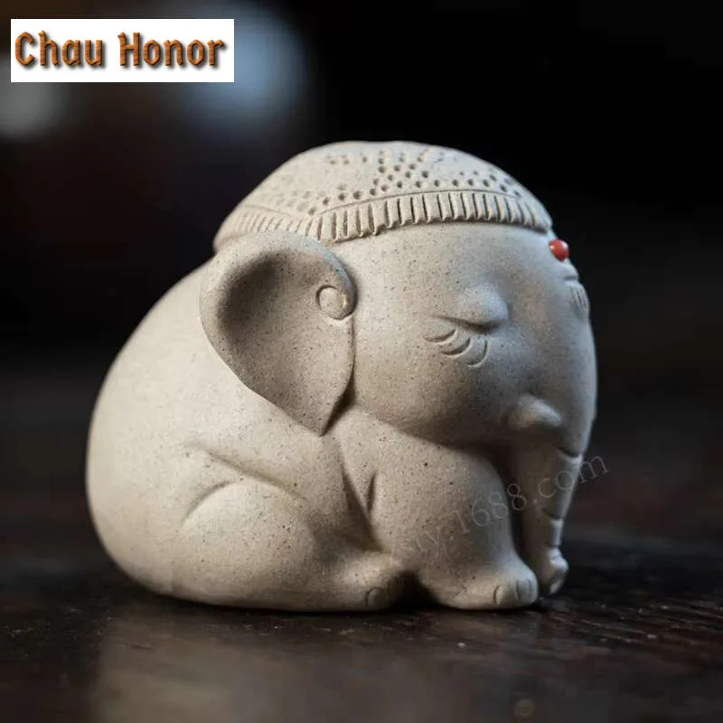 Yixing Boutique Purple Clay Balance Elephant Tea Pet Figurine Home Ornaments Handcraft Sculpture Tea Ceremony Decoration Teaware
