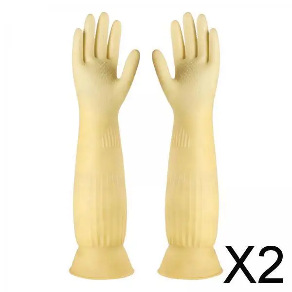 2xDishwashing Gloves Long Sleeve Laundry Gloves Non Slip for