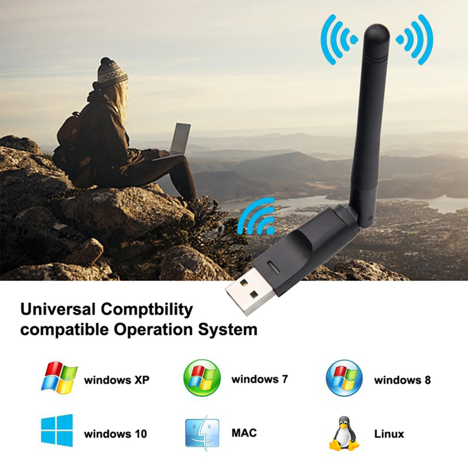 

Wireless Mini 150Mbps USB Wifi Adapter 2.4GHz USB2.0 Receiver MT7601 Wireless Network Card Lan Wi-Fi High Speed Antenna