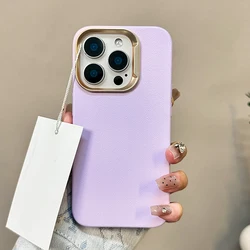 Luxury Leather Texture Soft Silicone Shockproof Bumper Case with Matte Finish - iPhone 14 (Light Purple)
