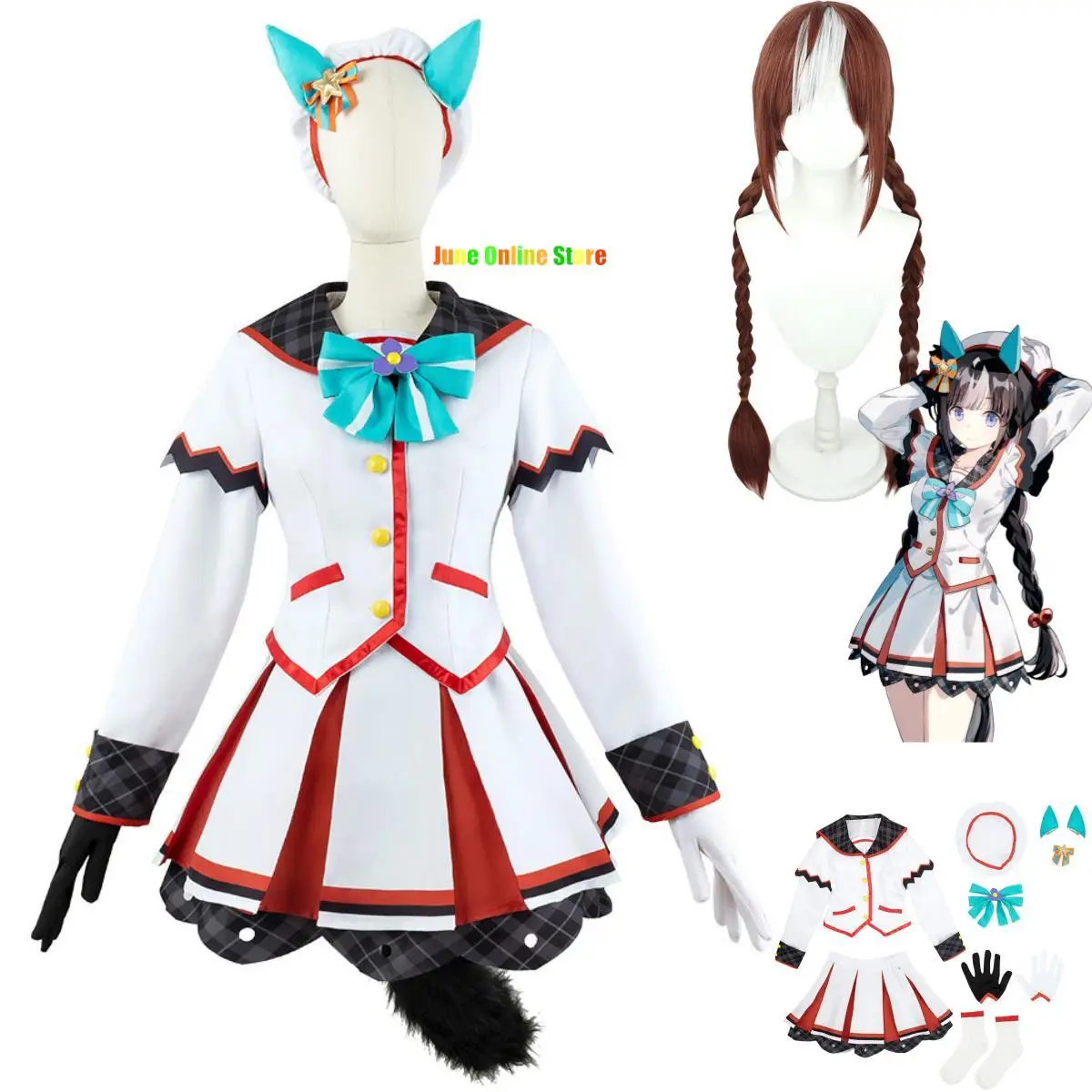 

Anime Game Umamusume: Pretty Derby Hokko Tarumae Cosplay Costume Wig Combat Uniform Skirt Woman Kawaii Carnival Party Suit