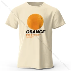 Fresh & Vibrant Orange Fruit Print T - Shirt - Soft & Comfortable Pure Cotton Summer Top - S (Beige)