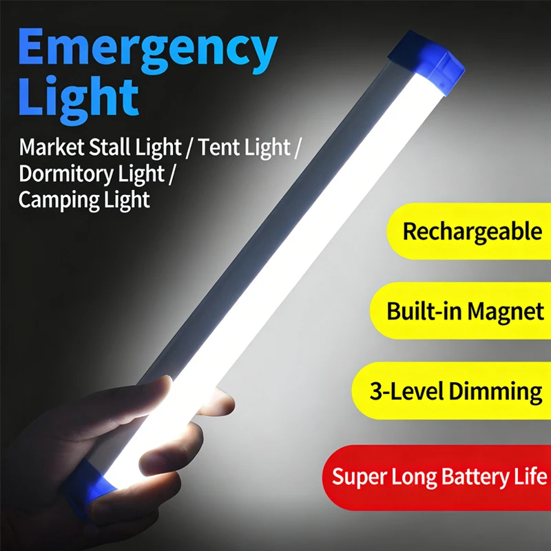 17/32/52CM LED Rechargeable Tube Camping Lamp Magnetic Portable Spotlights Led Bulb for Emergency,Night Market,Outdoor Lighting