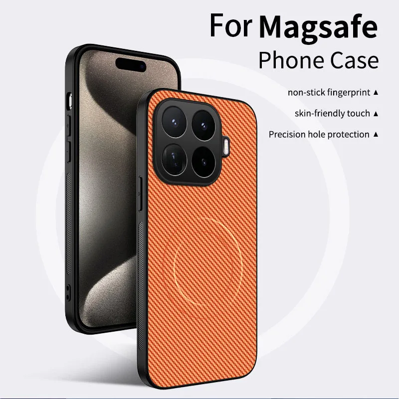 Carbon Fiber Texture Wireless Charging Magnetic Shockproof Phone Case