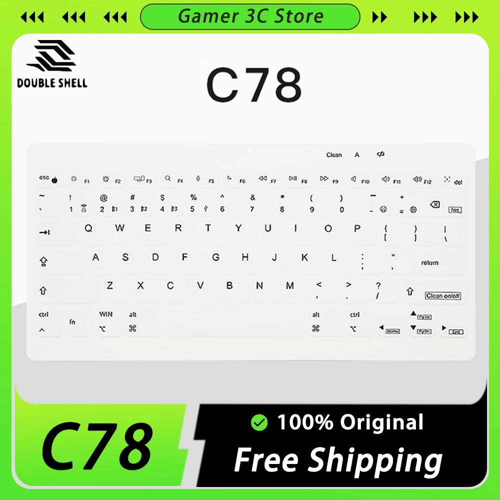

DoubleShell C78 C96 Mute Keyboard Three Mode Long Battery Life Waterproof Dustproof Wireless Keyboard Light Portable Office Gift