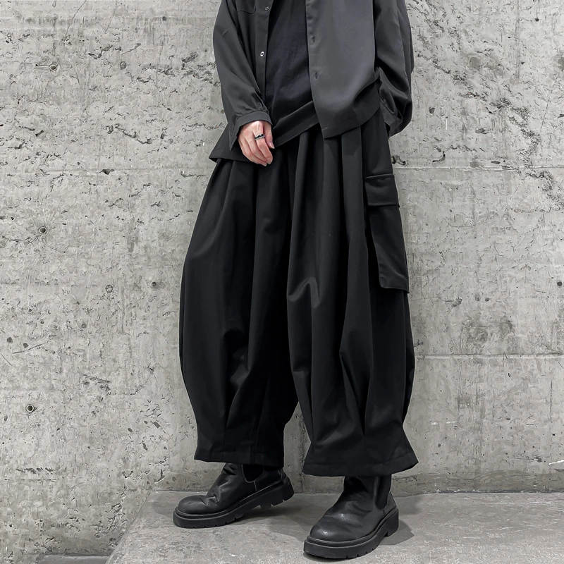 

SuperAen High Street Style Cargo Pants Wide Leg Men's Straight Tube Loose Casual Pants Design Pleated Oversize Pants
