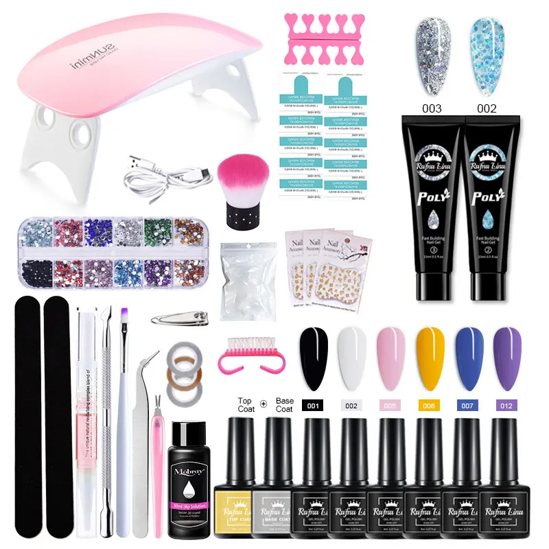 Rafna Lina Poly Nail Gel Kit Professional Nail Set With UV Lamp Acrylic Extension Gel Nail Polish All For Manicure Gel Tools Set