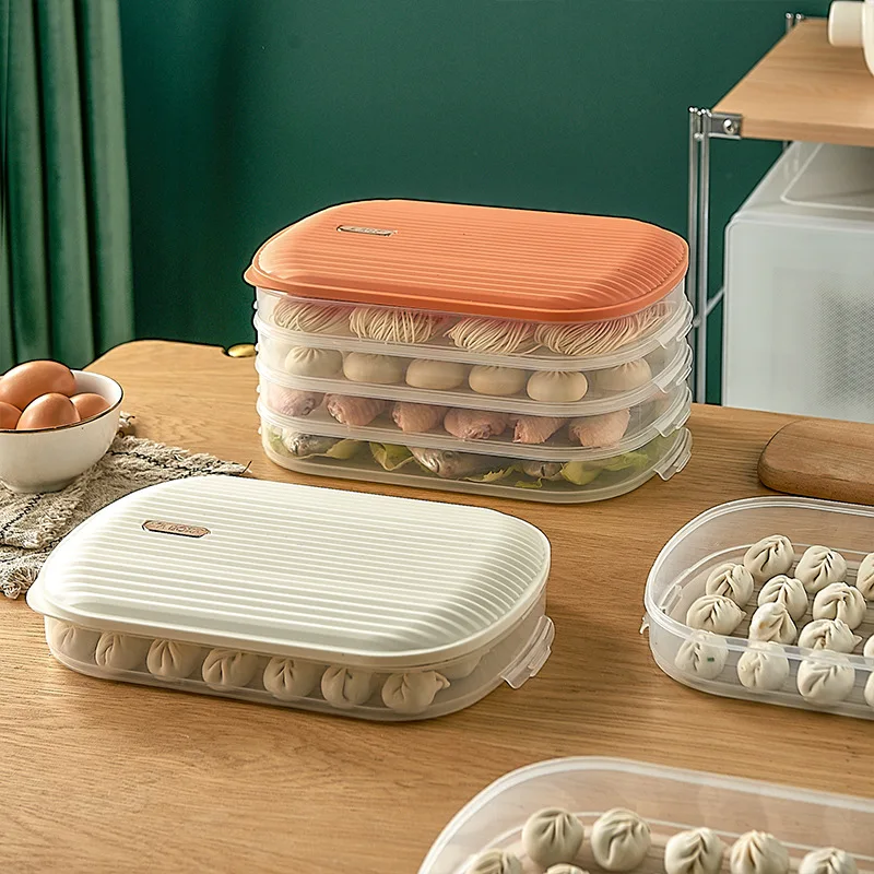 Organizador de cocina, caja de almacenamiento de dumplings, nevera,  congelador sellado, frutas y verduras, multicapa, multifuncional