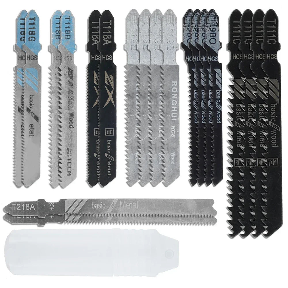 T Shank Jigsaw Blades 50-Piece T-Shank Jigsaw Blade Set - Assorted Blades For Wood, Metal & Plastic Cutting 50pc T-shank Saw Blade Set Wood Metal Plastic Cutting