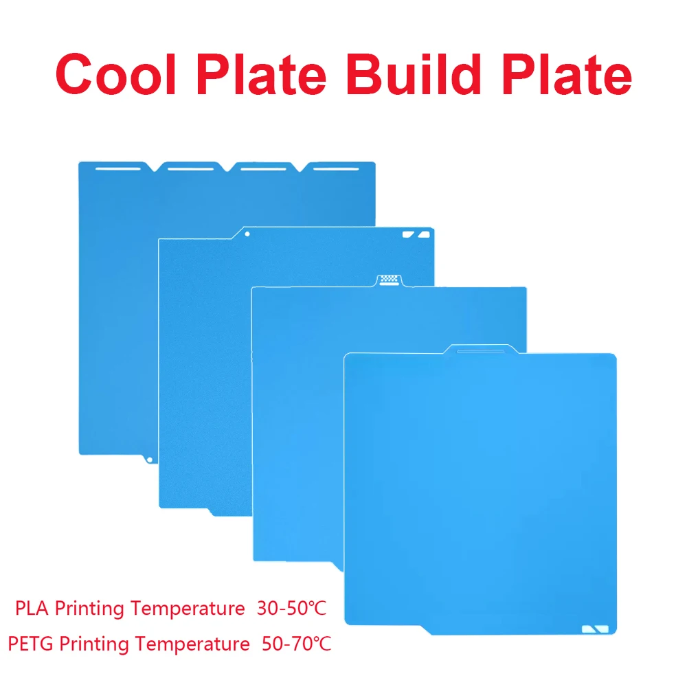 Placa de Construcción Fría de Acero de Resorte para Bambu Lab X1 X1C P1S P1P A1, Sin Calor, Fuerte Adhesión, Compatible con Kobra X S1 QIDI Q2 U1