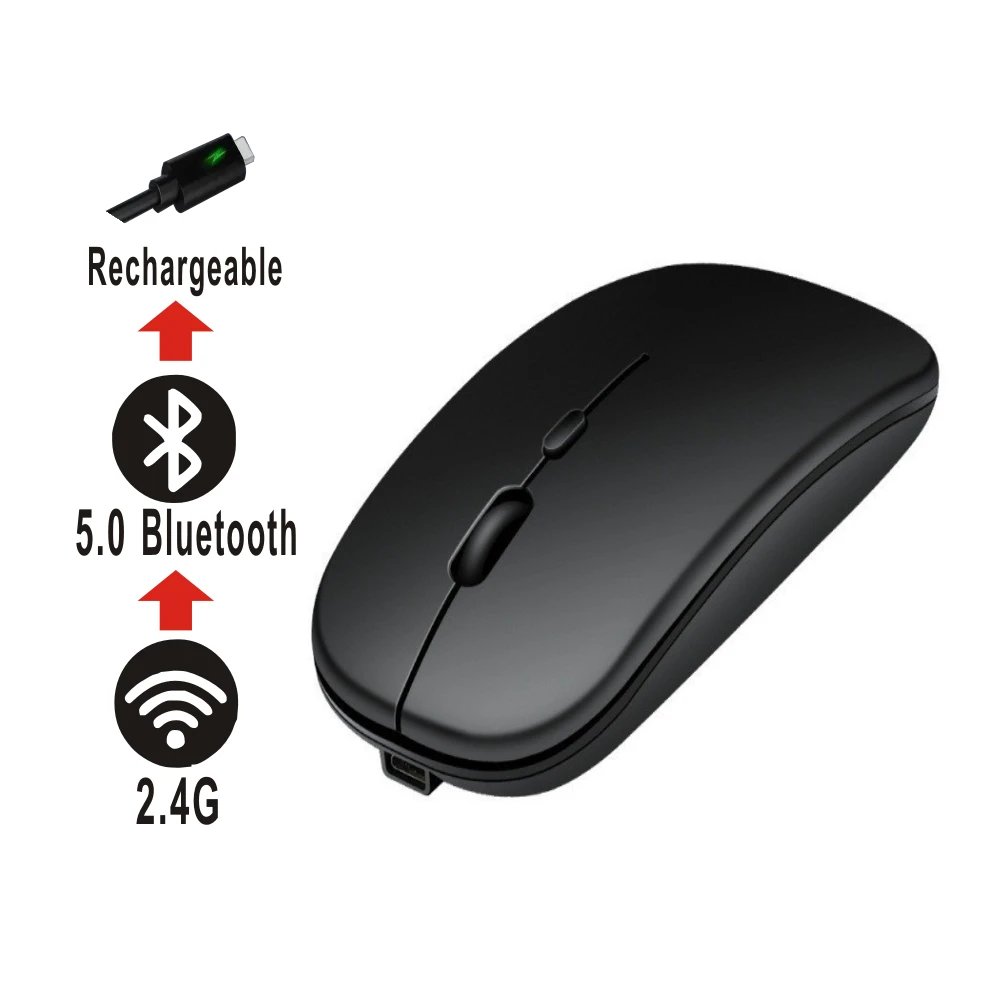 Wireless Gaming Mouse New Gaming Mouse Wireless Bluetooth Dual Mode Silent Rechargeable USB 2.4G DPI 1600 Optical Ergonomics Laptops