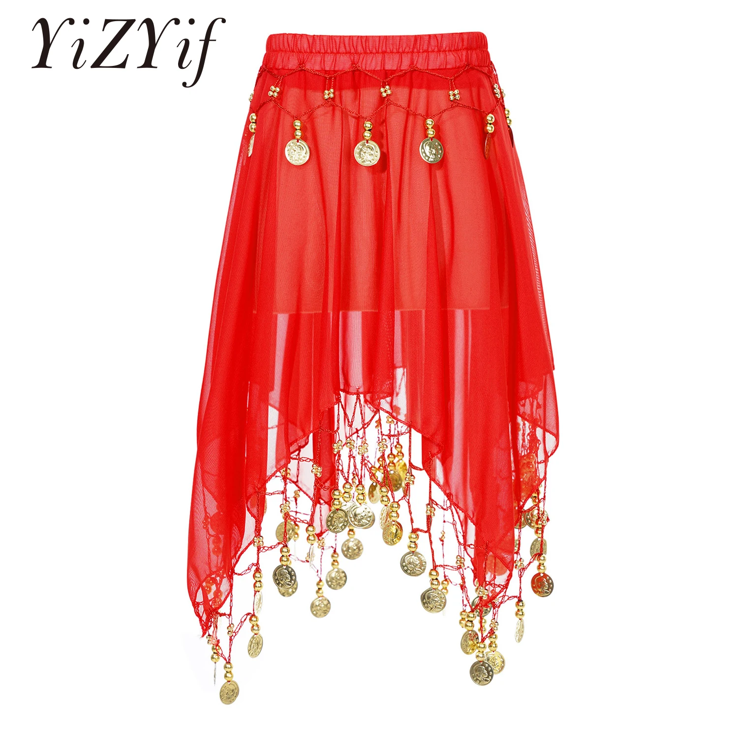 

Elegant Belly Dance Skirts Kids Girls Irregular Hem Dance Chiffon Skirt Rave Party Dancing Skirt Performance Costume