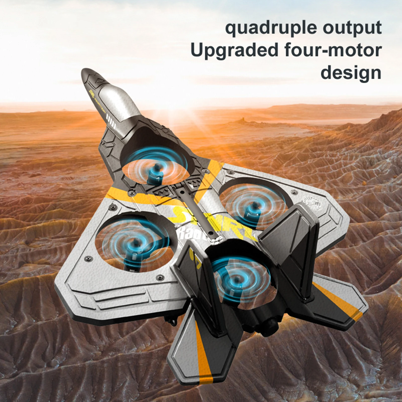 RC Airplane 2.4GHz 6CH EPP RC Plane 4 Motor RC Aircraft Toys for Adult Kids with Function Gravity Sensing Stunt Roll Cool Light 4