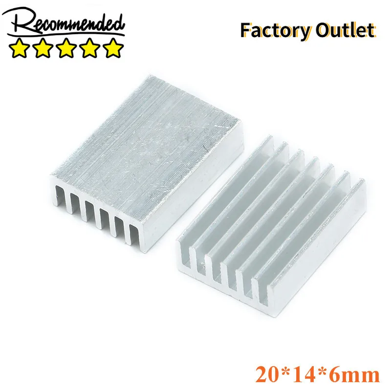 5pcs 20*14*6mm Radiator Heatsink Cooler Cooling Fin Aluminum Heat Sink for Chip LED Power IC Transistor Module PBC 20x14x6mm | Электронные