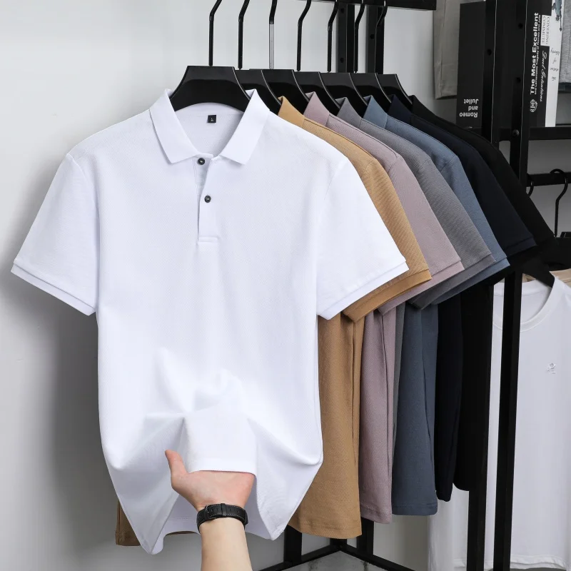 100% pure cotton luxury brand men's short sleeved polo shirt summer fashion stripe classic golf top casual silk business T-shirt 108 Se99a149dfbea4e6e83809bcd4b012a0fC